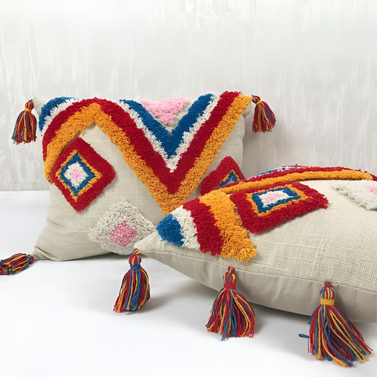 Boho Tassel Embroidered Cushion Cover | Cushions | NordicAbode.com