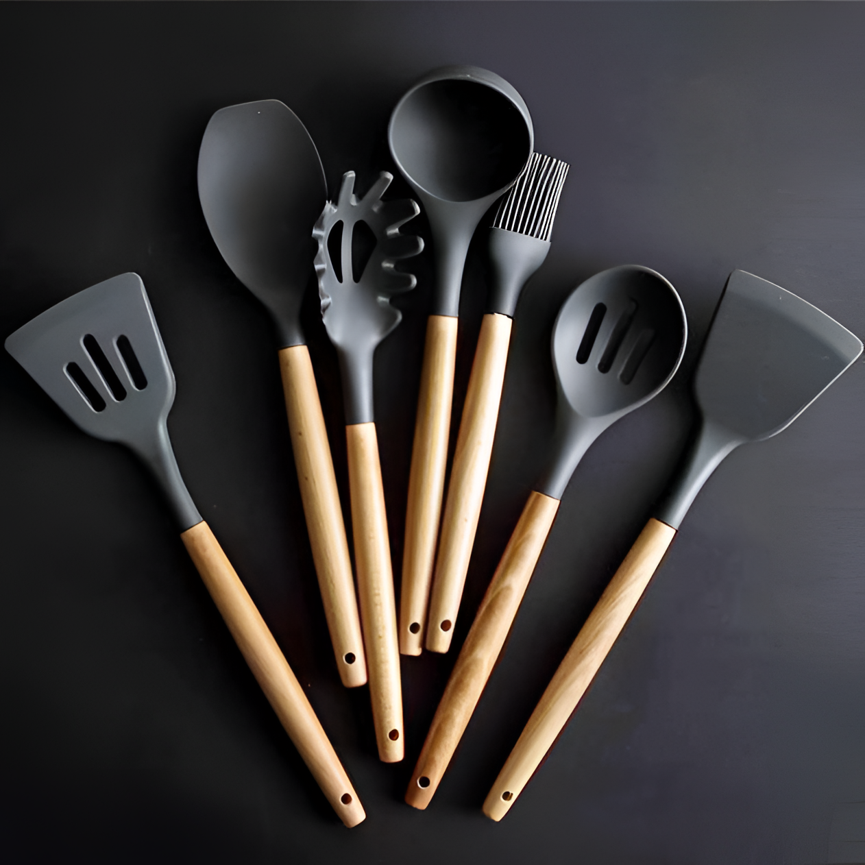 Heat-Resistant Silicone & Wood Spatula Set | Kitchen Tools | NordicAbode.com