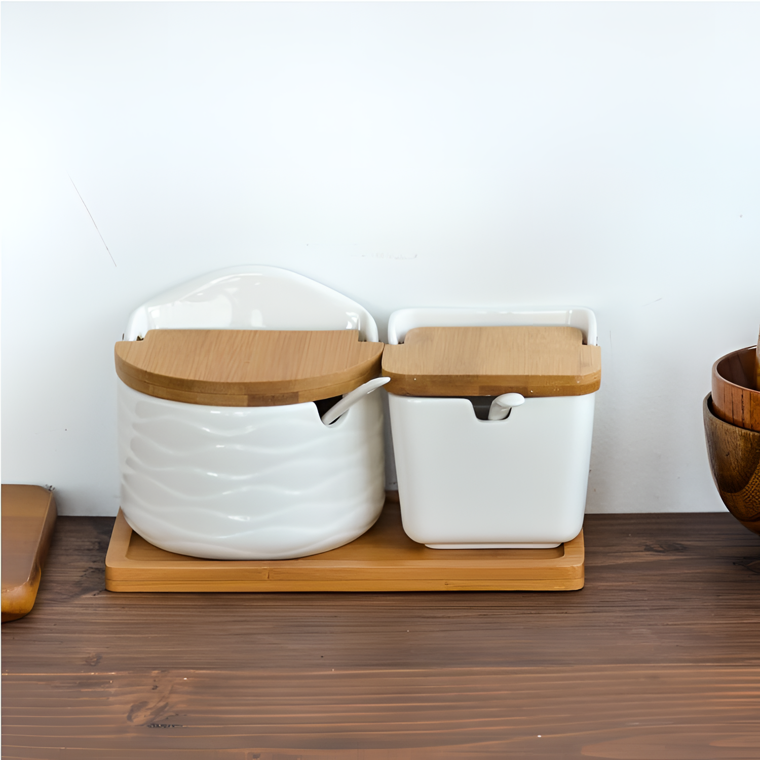 Wooden Ceramic Season Jar Set | Kitchen Storage | NordicAbode.com