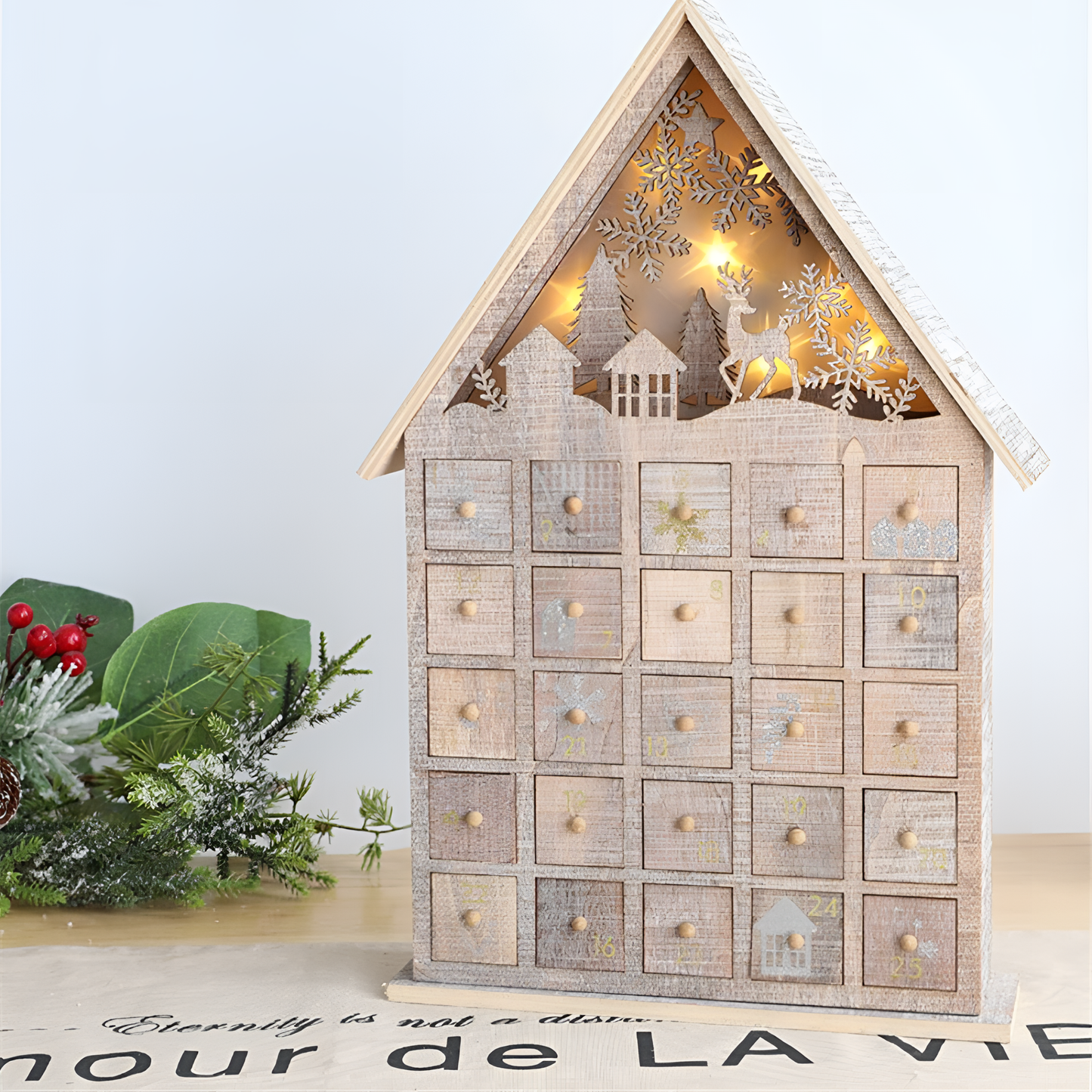 Wooden House Advent Calendar