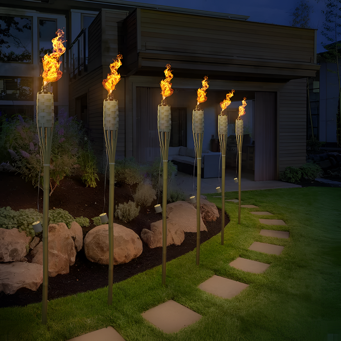 12 Bamboo Tiki Torches | Outdoor Lighting | NordicAbode.com