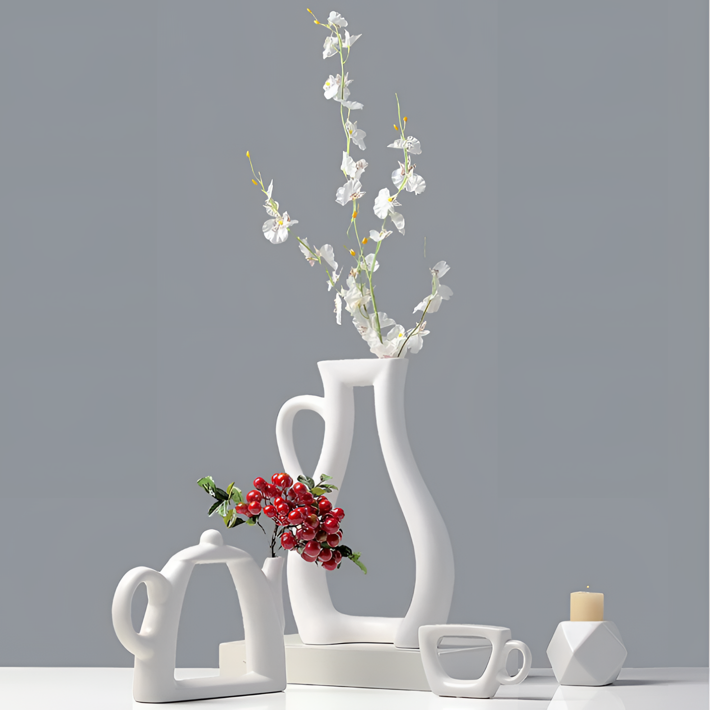 Elegant Ceramic Teapot Vase Set | Vases | NordicAbode.com