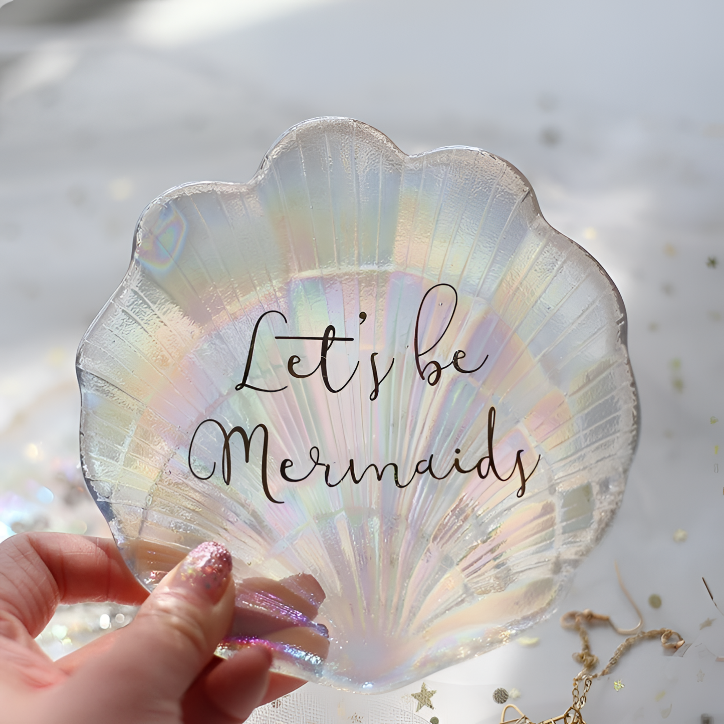 Mermaid Crystal Mermaid Shell Plate | Coastal Decor | NordicAbode.com