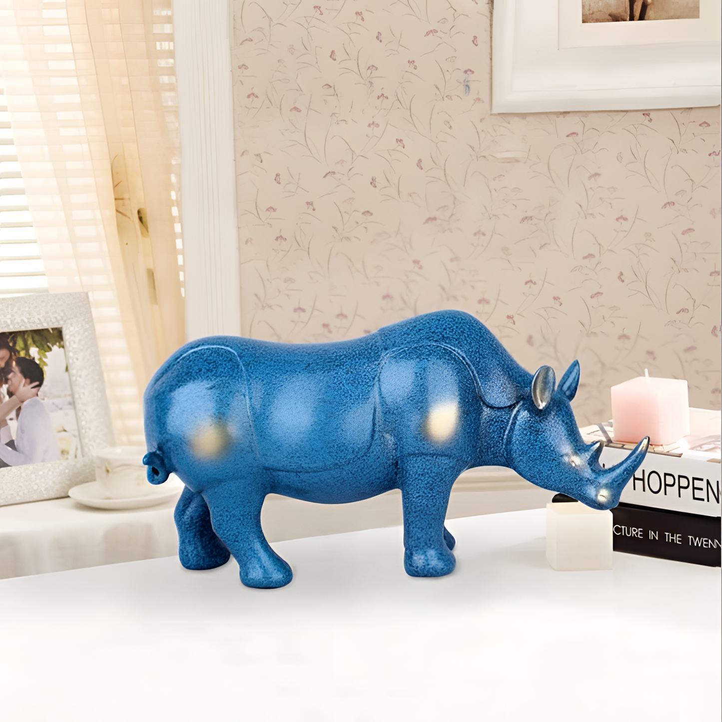 Cerulean Rhino Sculpture | Sculptures | NordicAbode.com