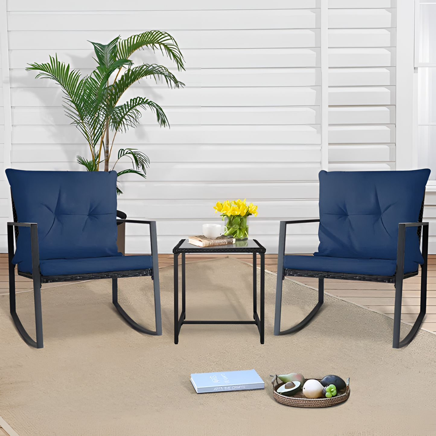 Kinzie 2-Person Bistro Set with Cushions | Outdoor Furniture | NordicAbode.com