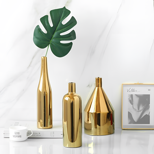 Metallic Gold Ceramic Vase - Modern Style | Vases | NordicAbode.com