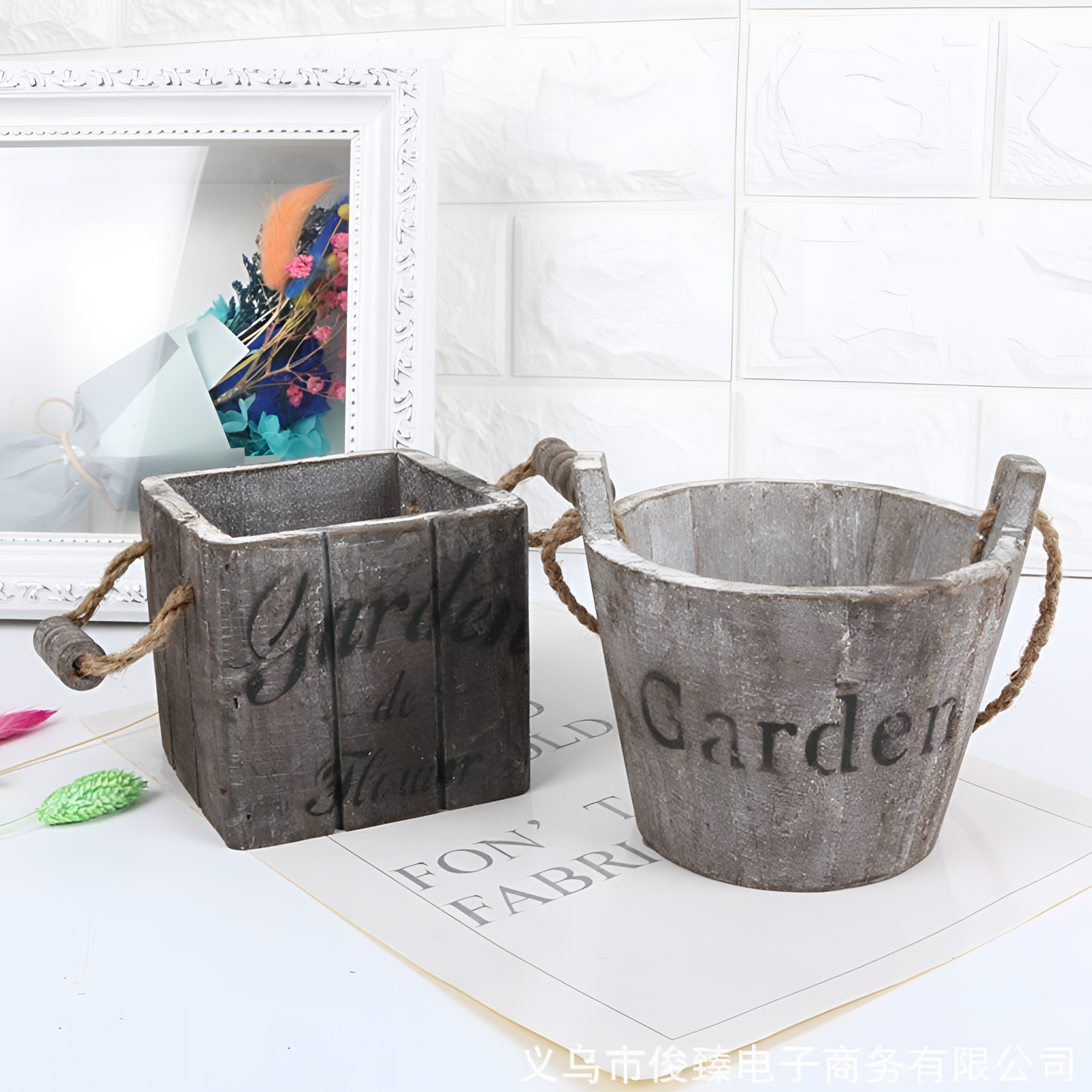 Woodly Rustic Wooden Planter - Farmhouse Vibe | Planters | NordicAbode.com