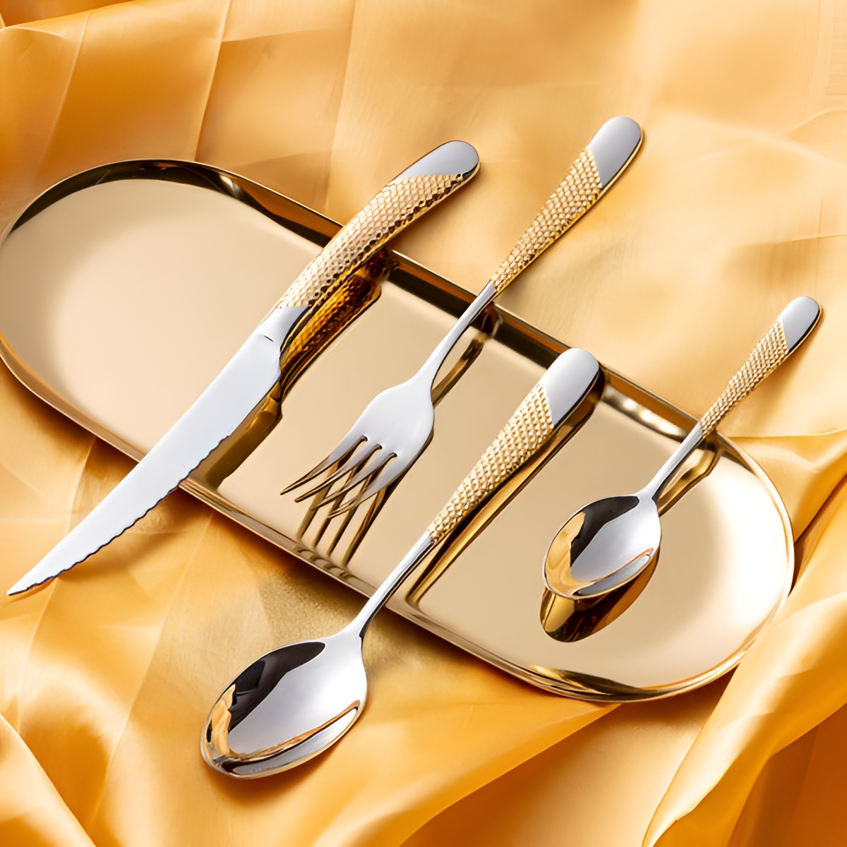 Glossy Elegant Stainless Steel Flatware Set | Tableware | NordicAbode.com