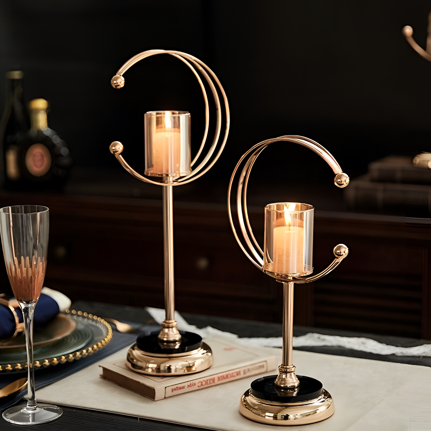 Vacamonte Golden Wine Glass Candle Holders | Candle Holders | NordicAbode.com