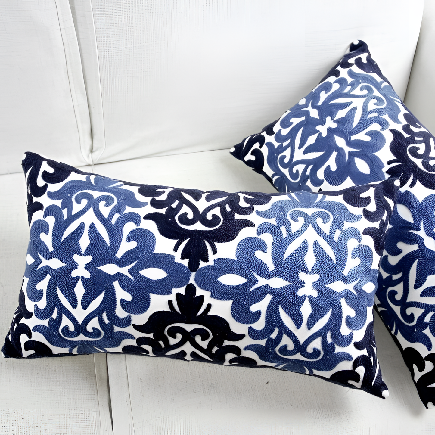 Blue Embroidered Blue Cushion Cover | Cushion Covers | NordicAbode.com