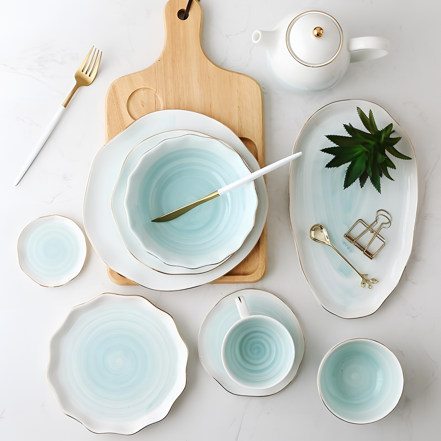 Gradient Blue Gradient Ceramic Dinnerware | Dinnerware | NordicAbode.com