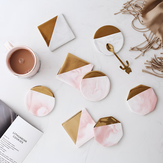 Marble Pink Marble Coasters (Set of 3) | Tableware | NordicAbode.com