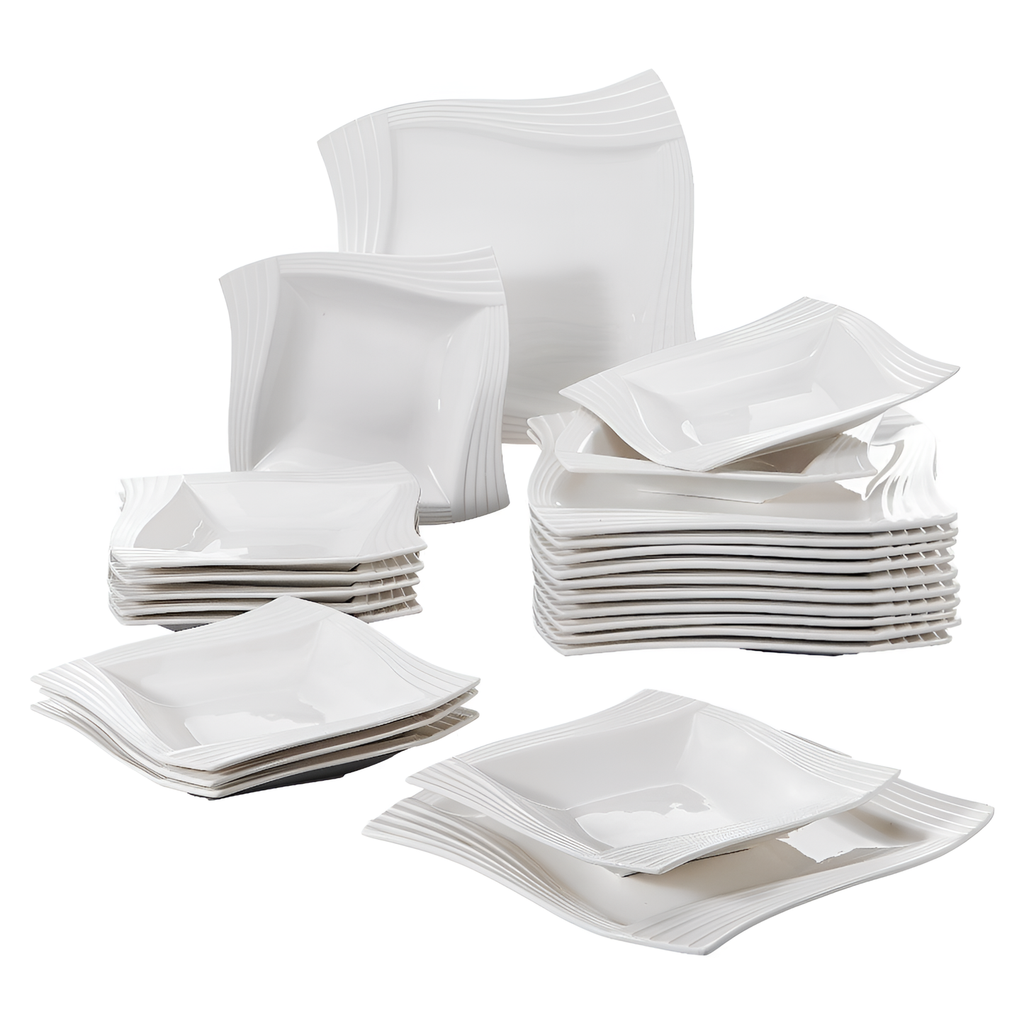 Series 24-Piece Porcelain Dinnerware Set (White) | Dinnerware | NordicAbode.com