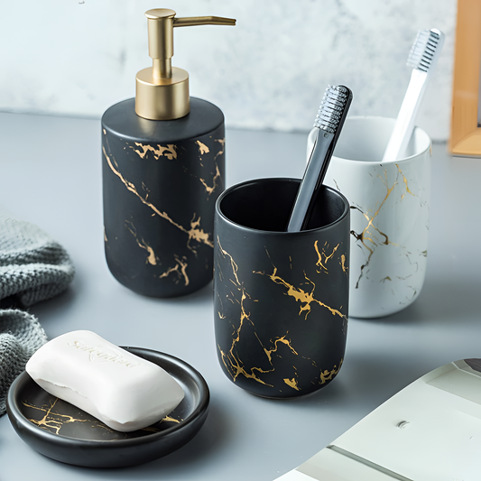 Elegant Ceramic Bathroom Accessory Set | Bathroom Decor | NordicAbode.com