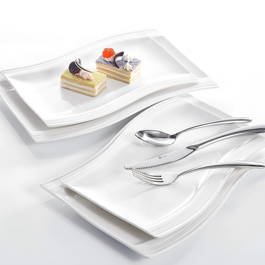 Flora Elegant White Porcelain Platter Set | Serveware | NordicAbode.com