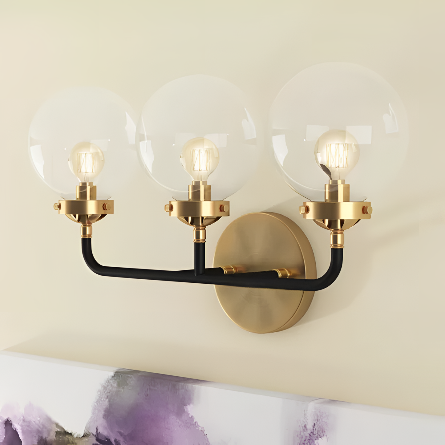 Claudio Modern Globe Sconce - Black/Brass | Lighting | NordicAbode.com