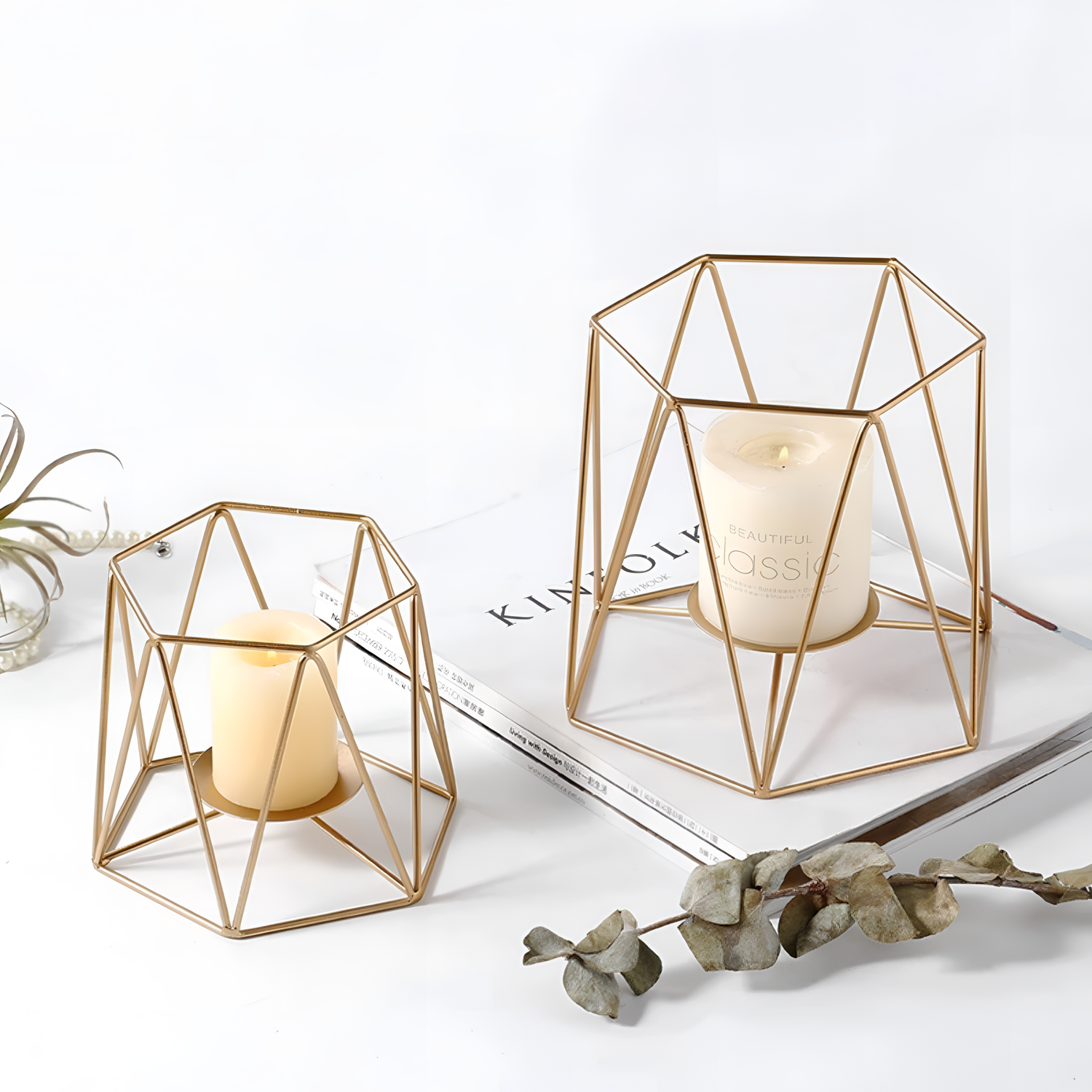 Geometric Gold Iron Geometric Candleholder | Candleholders | NordicAbode.com