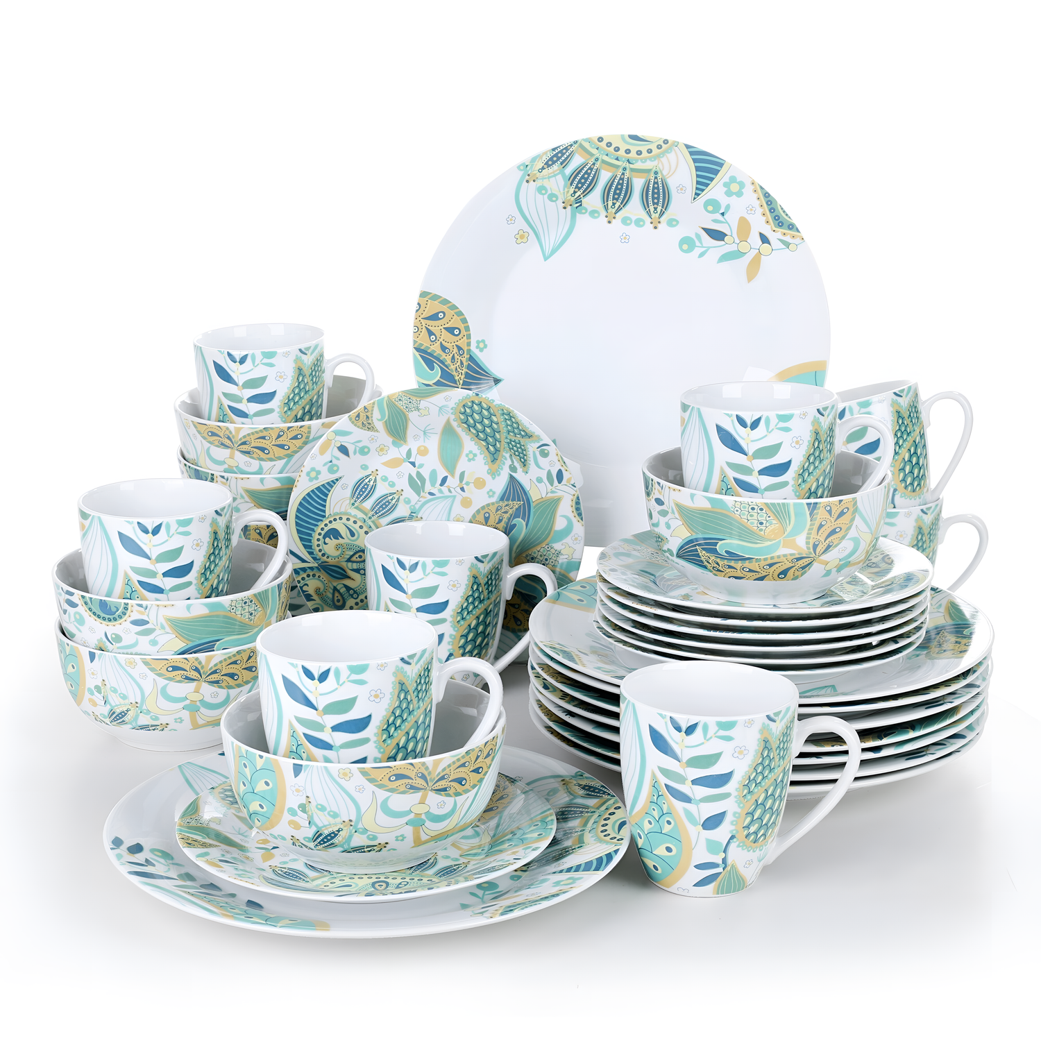 Elina 32-Piece Porcelain Dinner Set - Ivory White | Dinnerware | NordicAbode.com