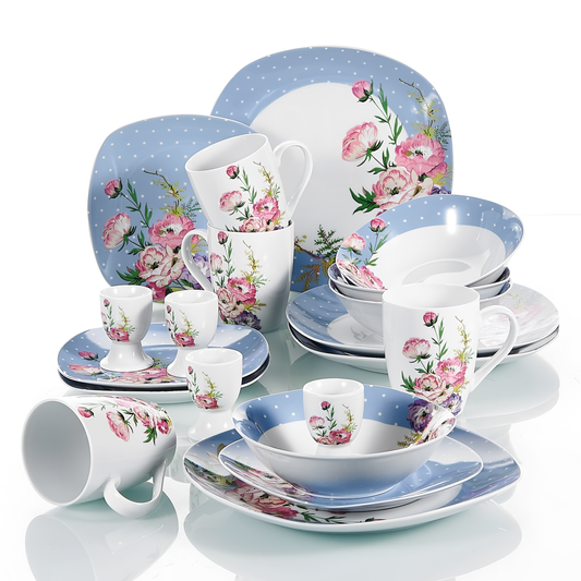 Hannah 20-Piece Porcelain Flower Dinner Set | Dinnerware | NordicAbode.com