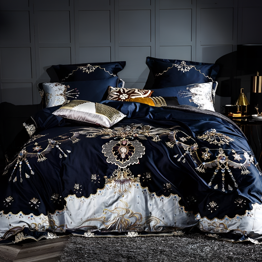 Deep Embroidered Duvet Cover Set (Egyptian Cotton) | Bedding | NordicAbode.com