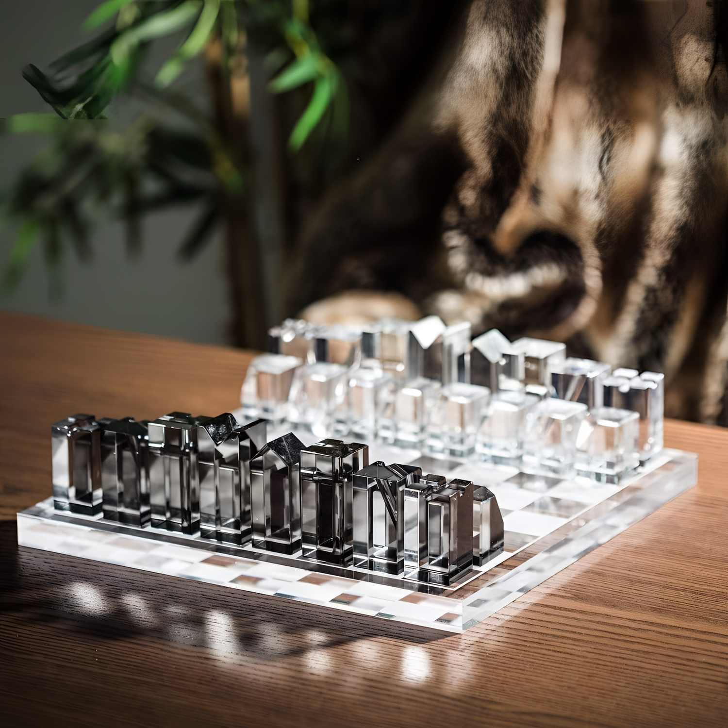 Crystal Chess Set - Smoky & Clear | Games | NordicAbode.com