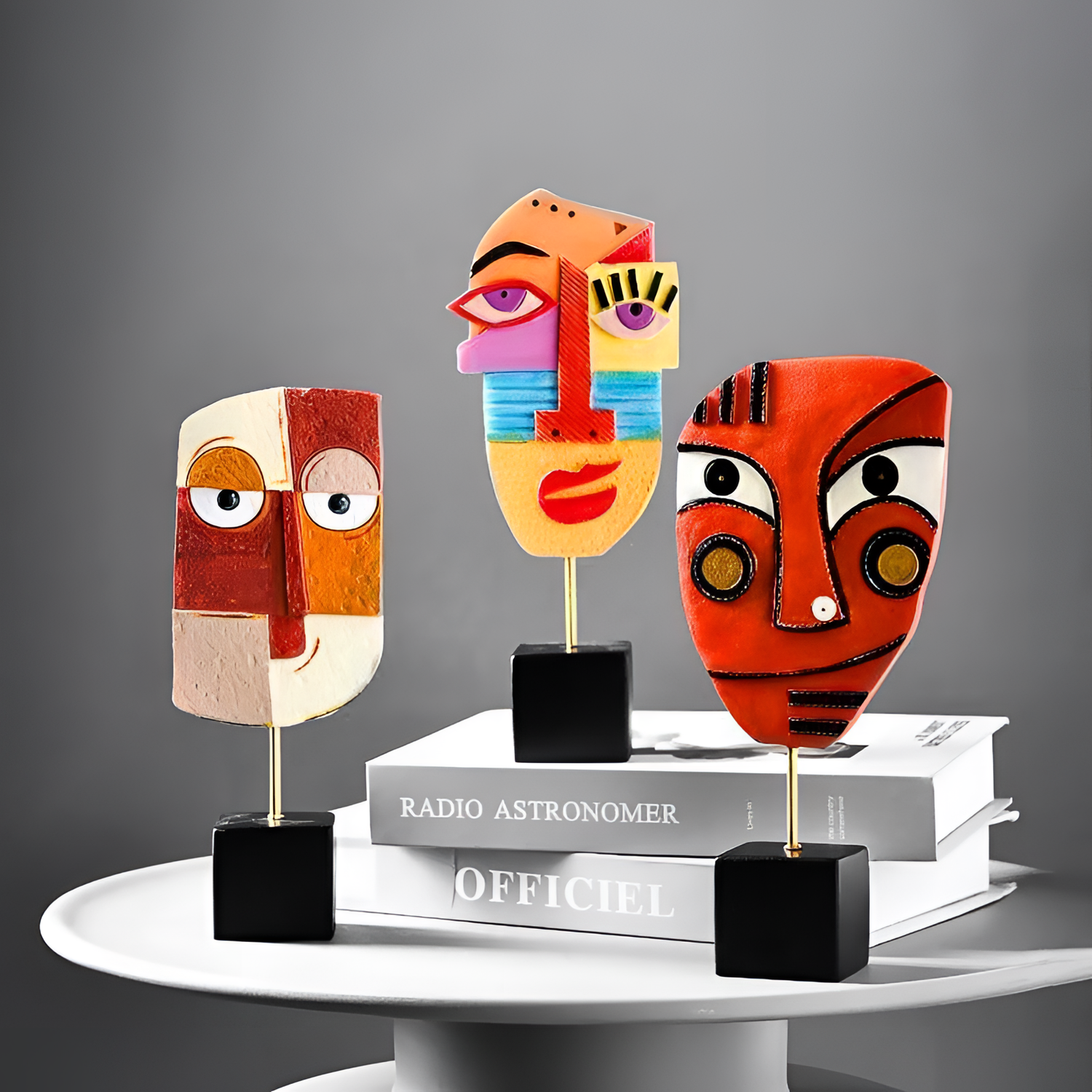 Picasso Abstract Face Statuettes Trio | Sculptures | NordicAbode.com