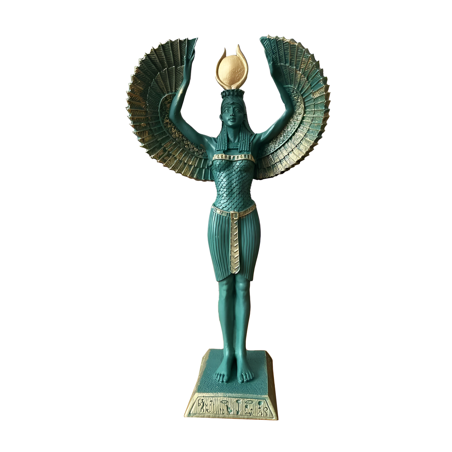 Green & Gold Isis Open Wings Sculpture