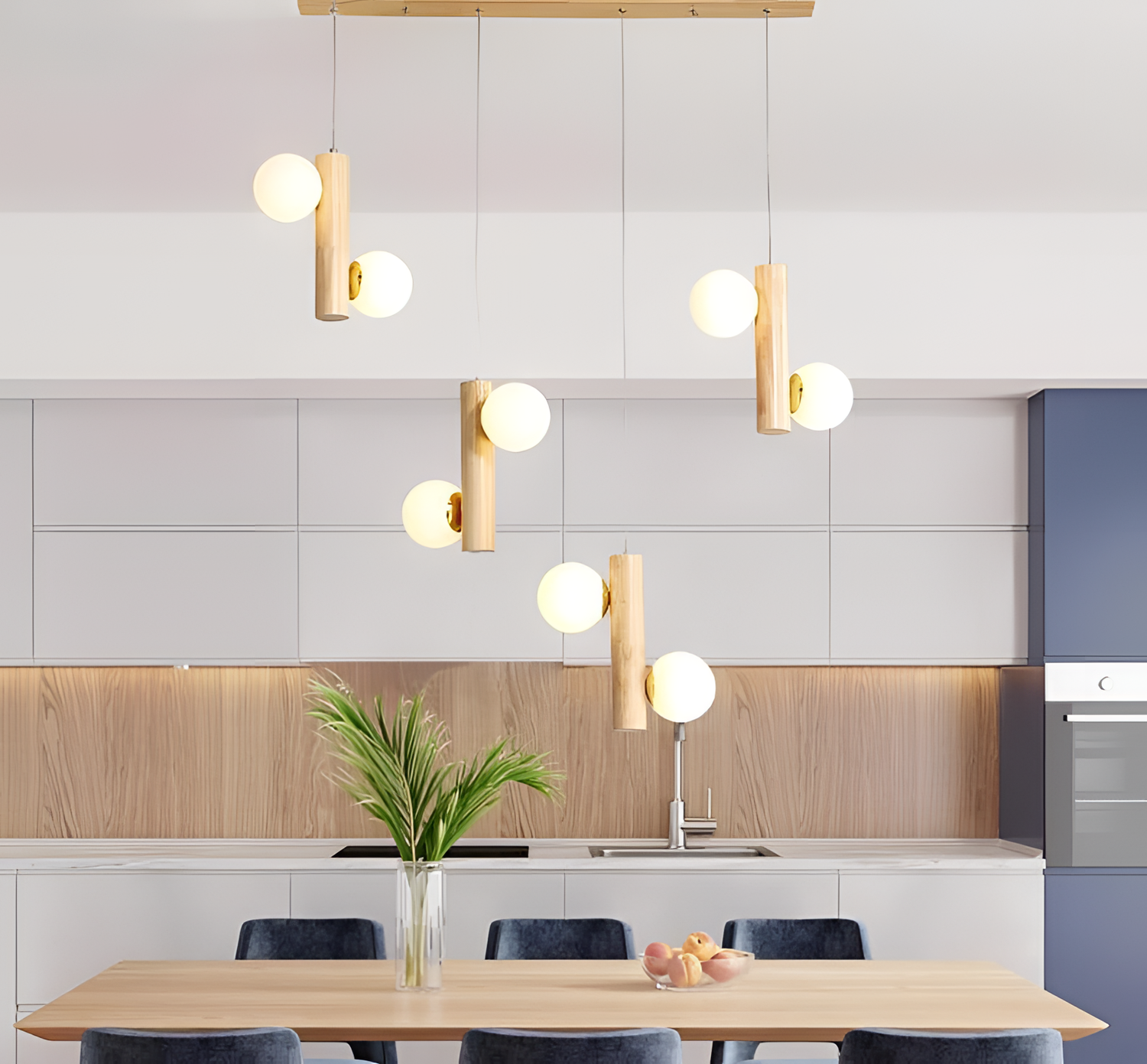 Prescott Modern Wooden Bulb Chandelier | Lighting | NordicAbode.com