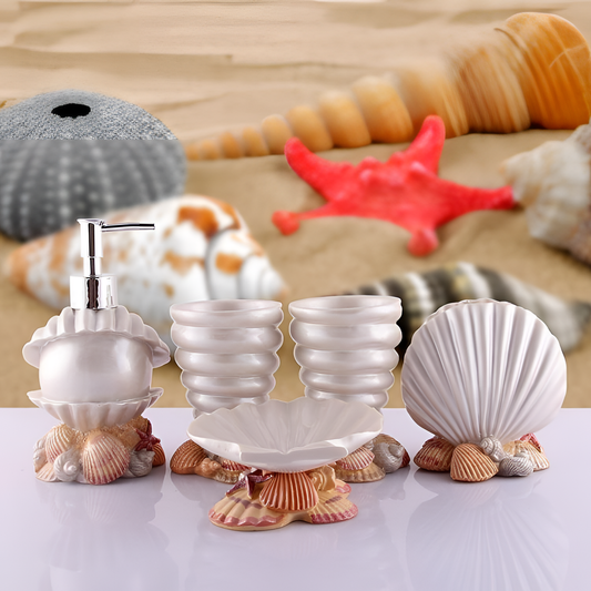 Seashell Bathroom Accessories Set | Bathroom Collections | NordicAbode.com