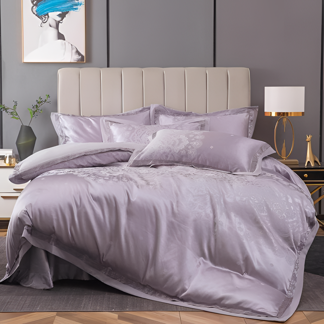 Luxury Iris Jacquard Cotton Bedding Set | Bedding | NordicAbode.com