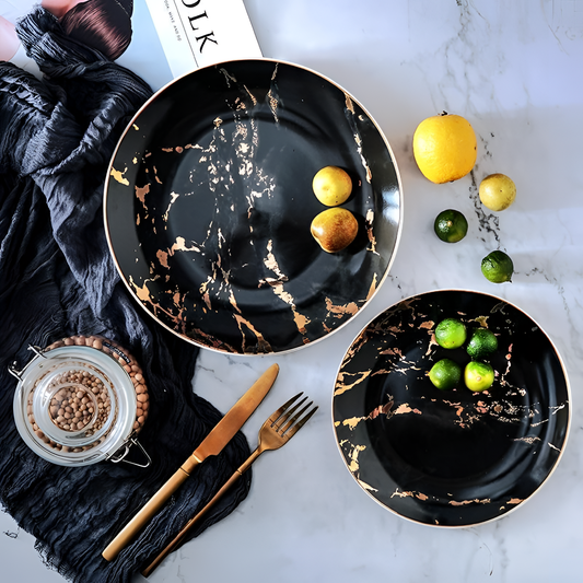 Set Marble Ceramic Dinner Plates Set | Dining | NordicAbode.com