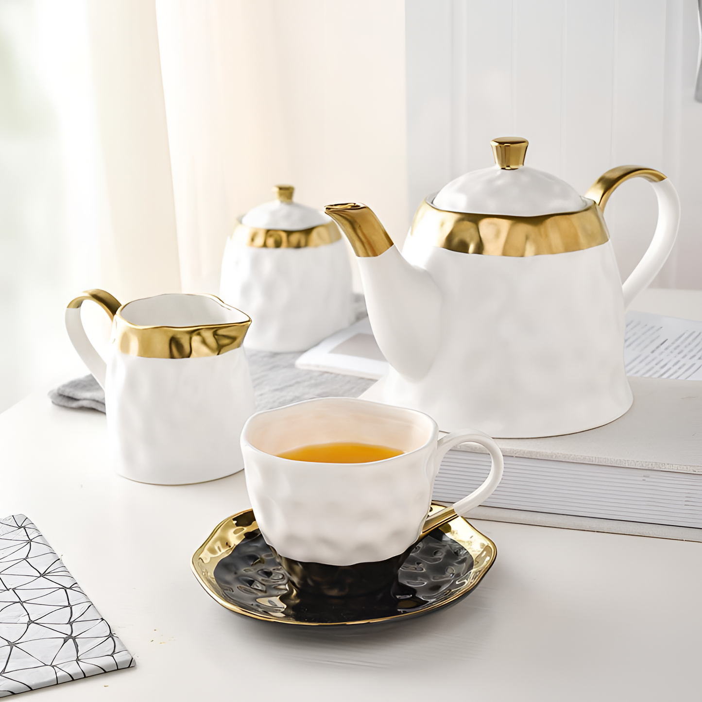 Gold Elegant Porcelain Tea Set | Tableware | NordicAbode.com