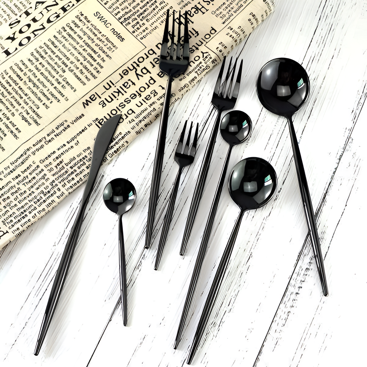 4 Black Mirror Cutlery Set | Dining | NordicAbode.com