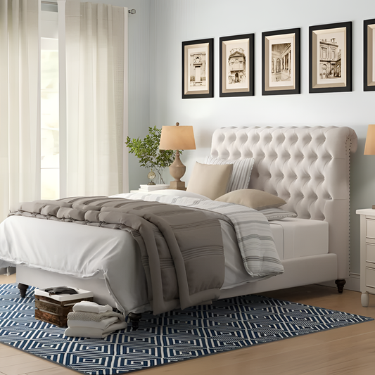 Goutier Traditional Upholstered Bed | Bedroom Furniture | NordicAbode.com