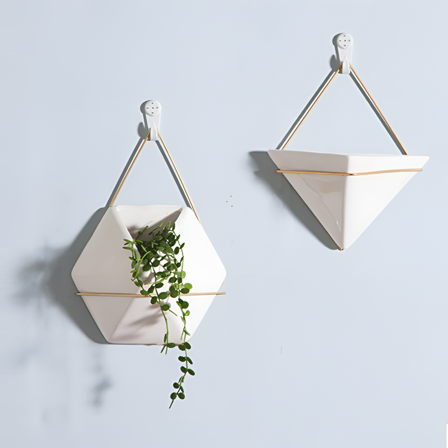 Hexagonal Golden Ceramic Wall Vase | Vases | NordicAbode.com