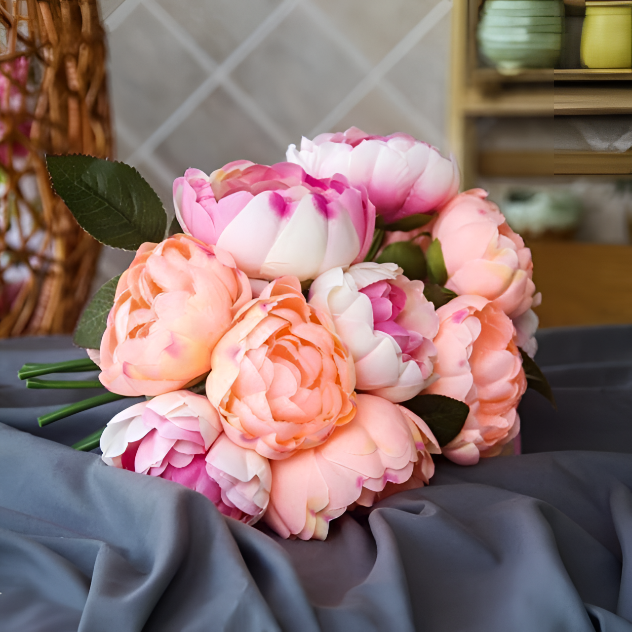 Artificial Vibrant Peony Bouquet - Artificial Flowers | Artificial Flowers | NordicAbode.com