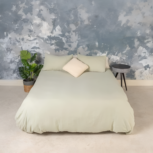 Olive European Linen Duvet Cover Set | Bedding | NordicAbode.com