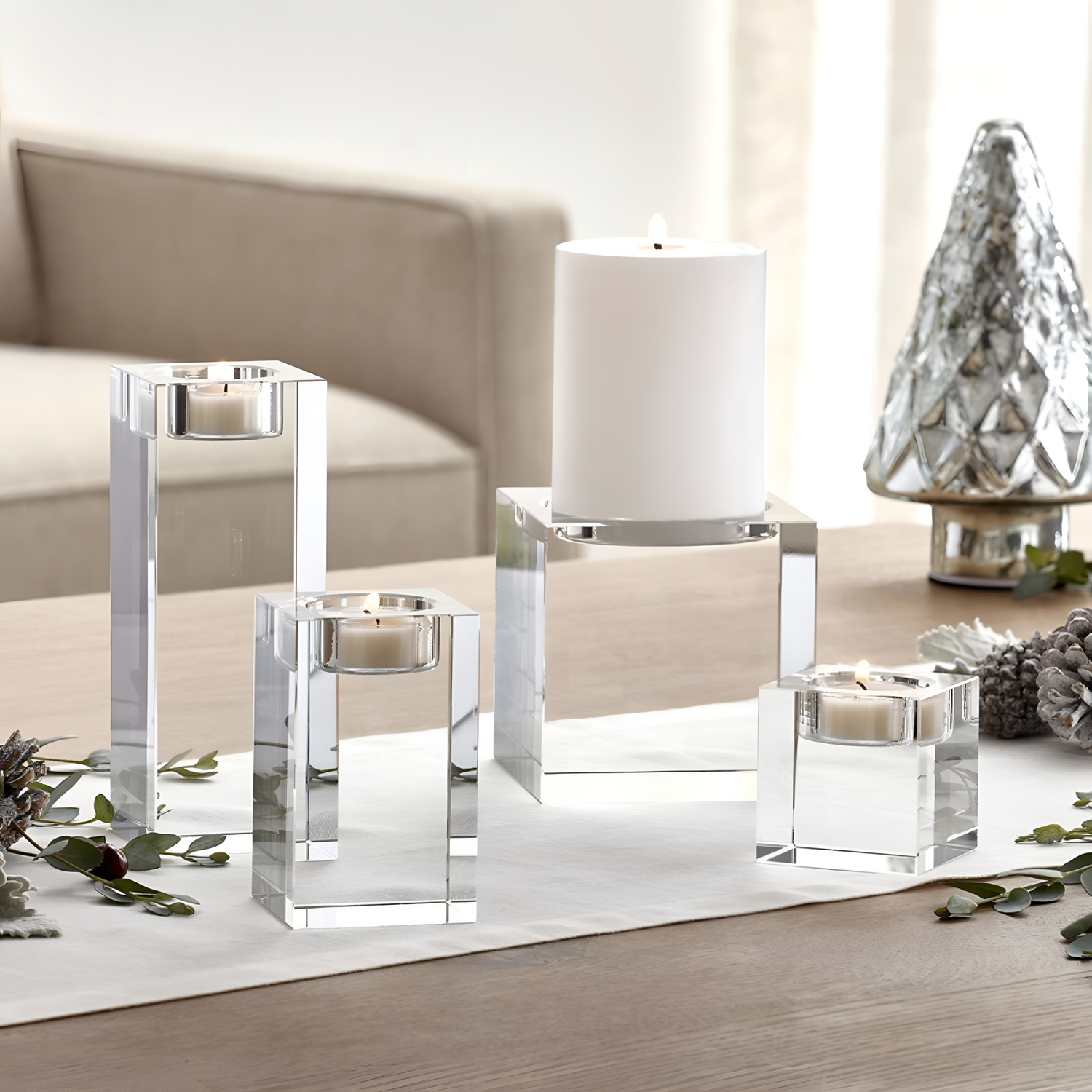 Square Crystal Candleholders for Tealights | Candleholders | NordicAbode.com