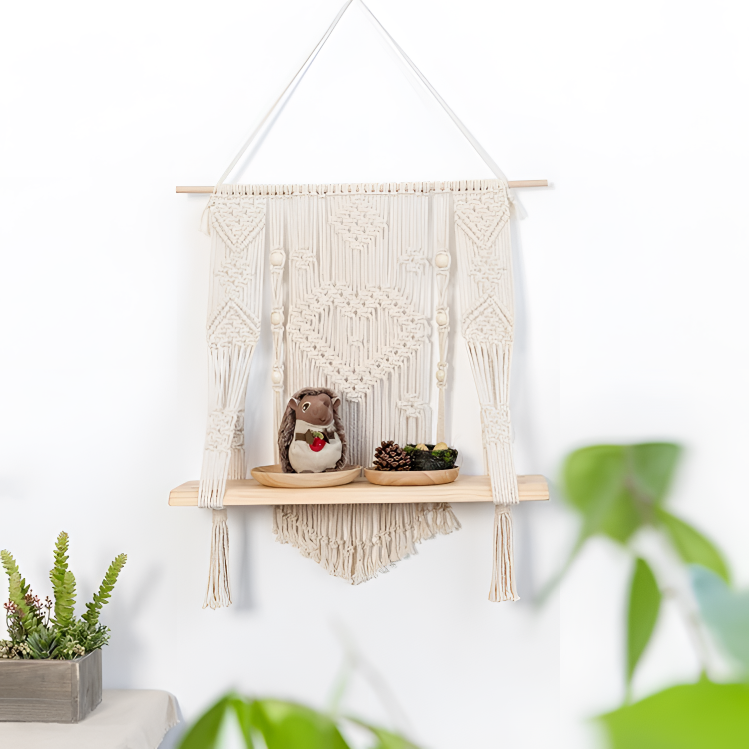 Hand Boho Macramé Hanging Shelf | Shelving | NordicAbode.com