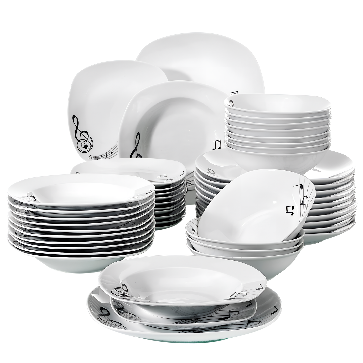 Melody 48-Piece Musical Note Porcelain Dinner Set | Tableware | NordicAbode.com