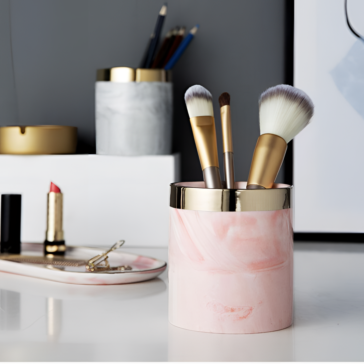 Gold Marble Cup Organizer | Organizers | NordicAbode.com