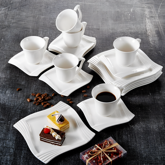 Amparo Elegant Ivory White Coffee Set | Tableware | NordicAbode.com