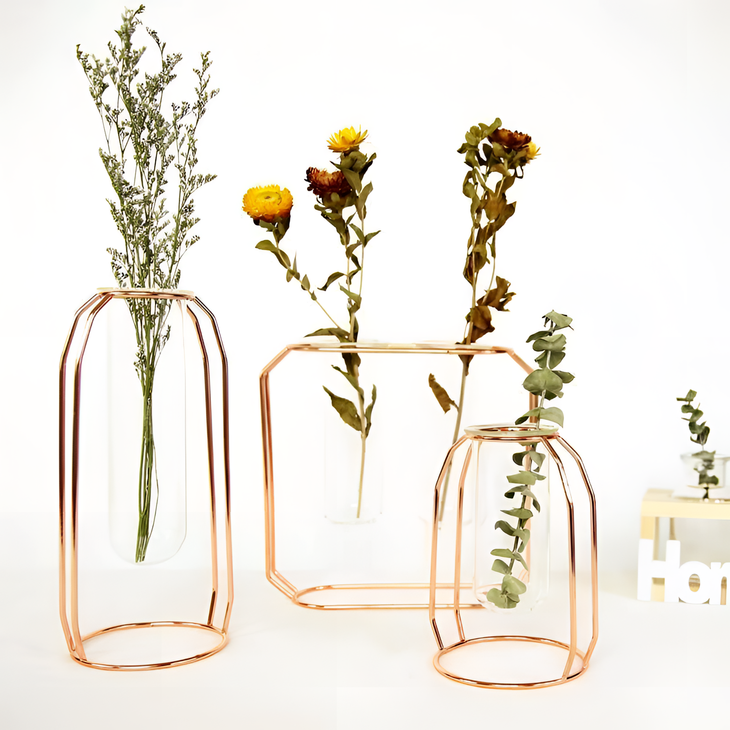 Glass Gold/Rose Gold Iron & Glass Vase | Vases | NordicAbode.com