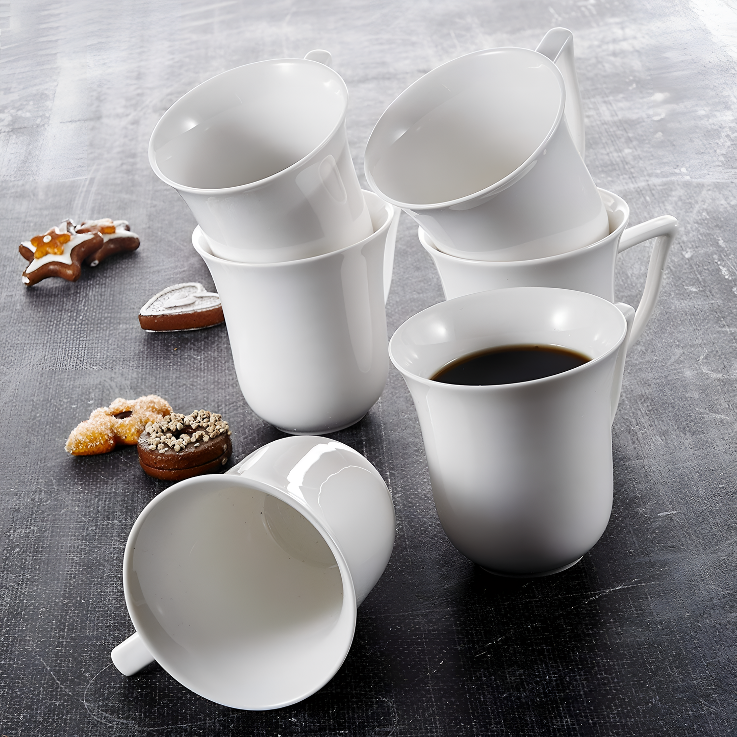 Carina 6-Piece White Porcelain Coffee Cups | Tableware | NordicAbode.com