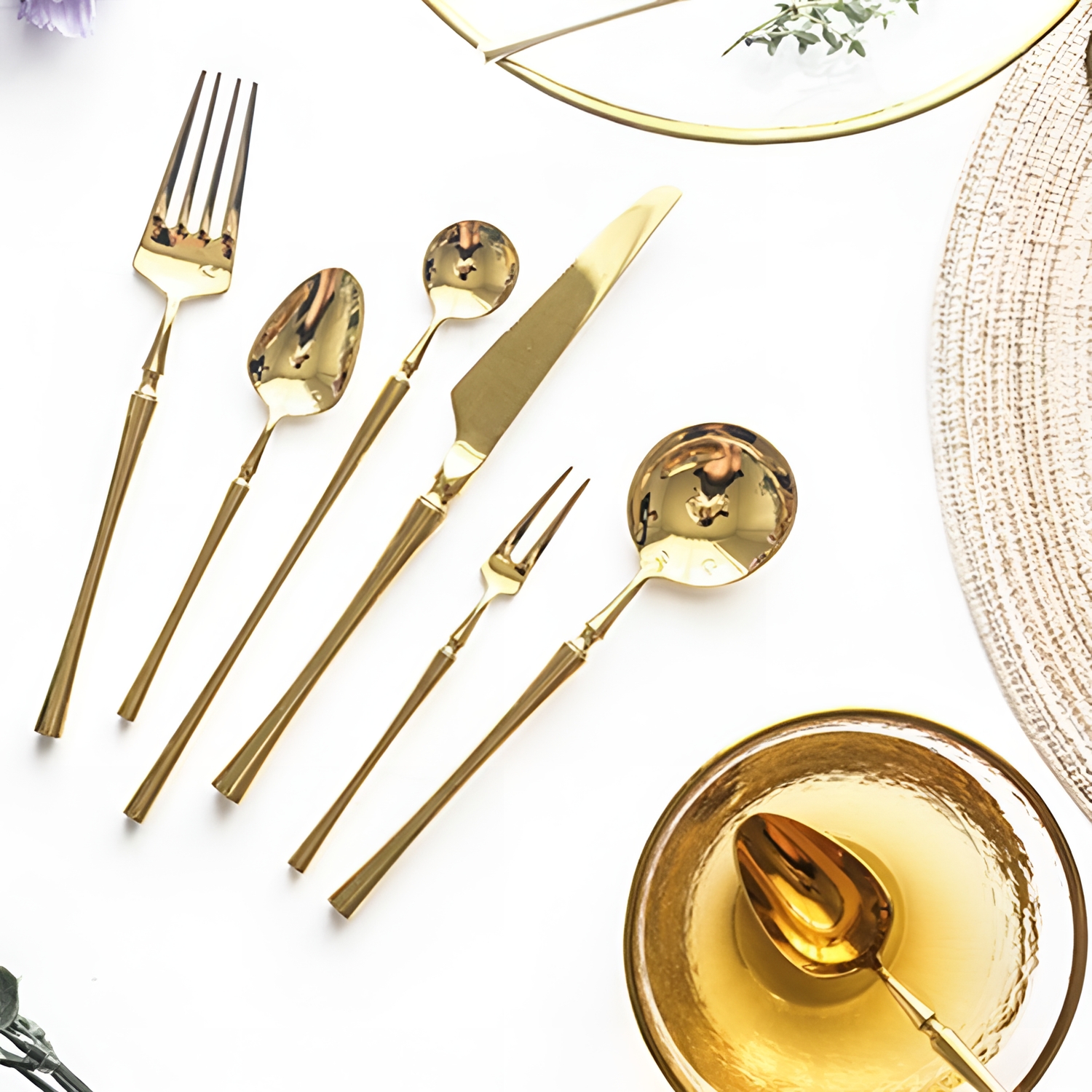 Antique Gold Mirror Cutlery Set | Dining | NordicAbode.com