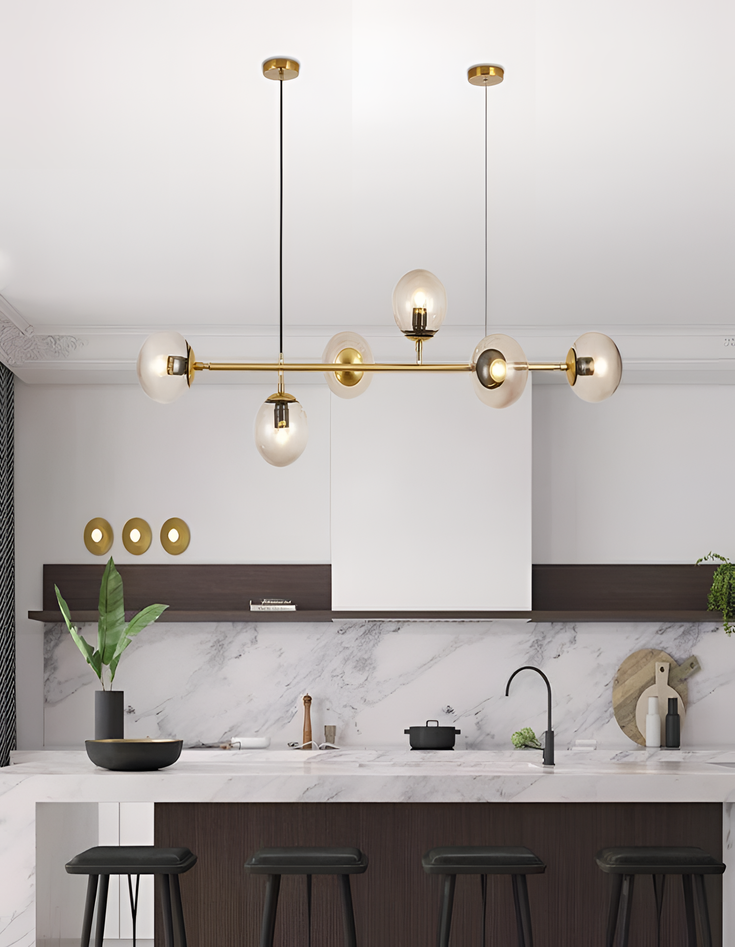 Kalki Gold Glass LED Chandelier | Lighting | NordicAbode.com