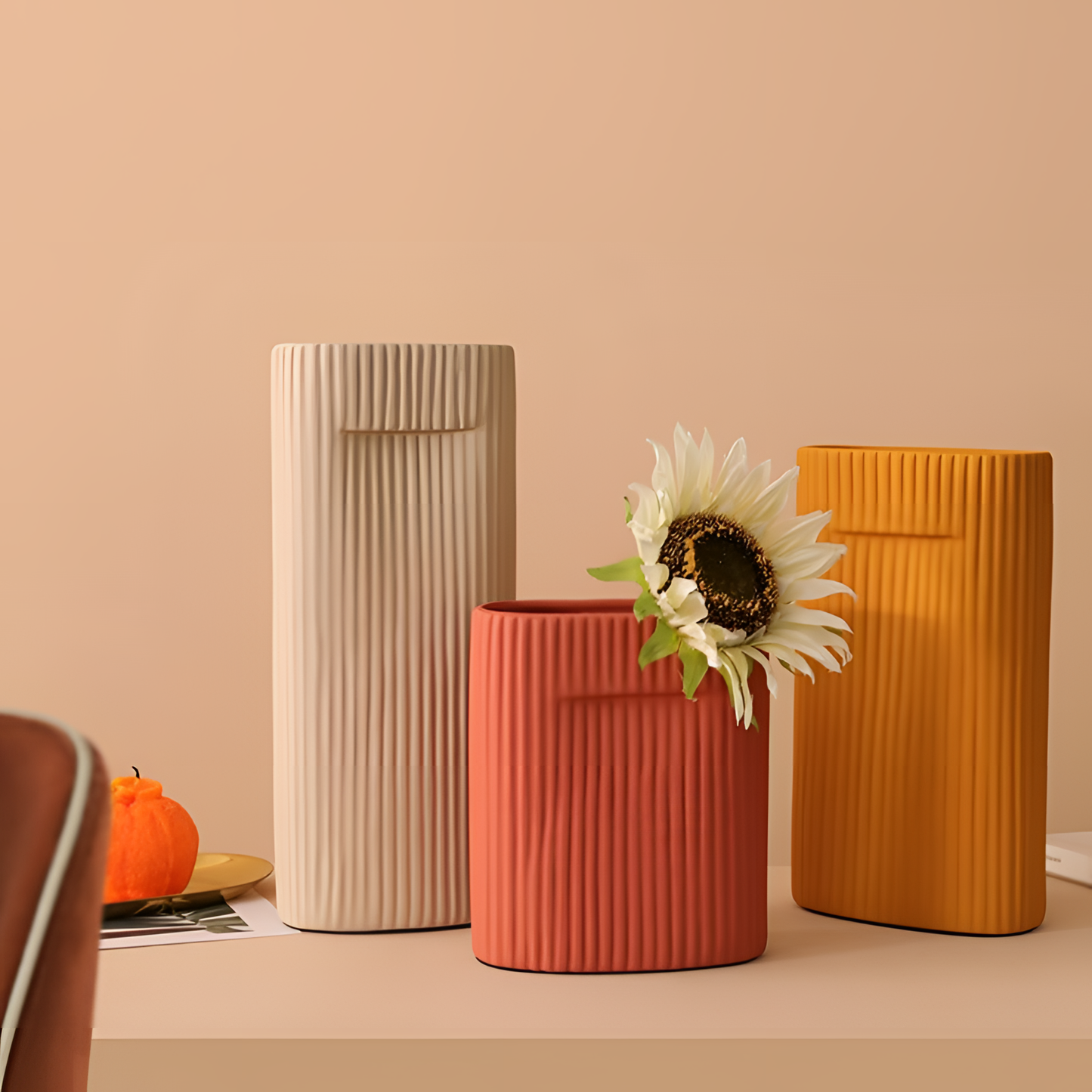 Vertical Line Ceramic Vase - Handcrafted | Vases | NordicAbode.com