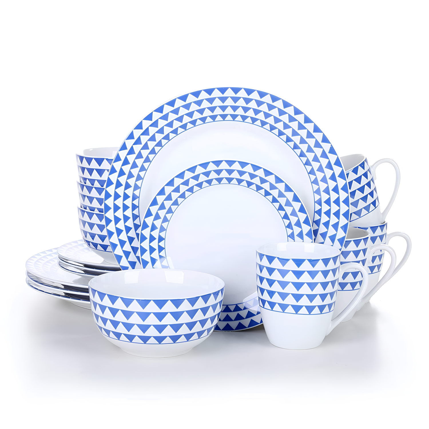 Wes 16-Piece Porcelain Dinnerware Set - Stripe Pattern | Dinnerware | NordicAbode.com