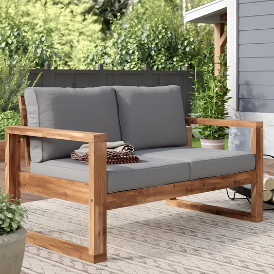 Norris Outdoor Loveseat with Plush Cushions | Outdoor Furniture | NordicAbode.com