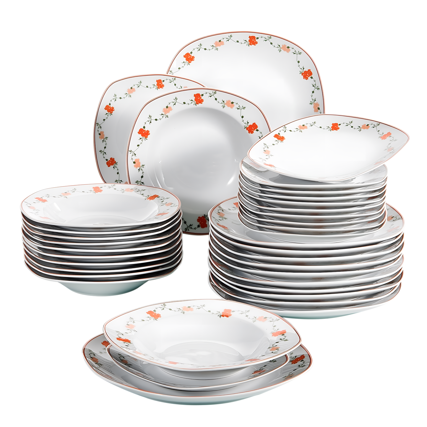 Gloria 36-Piece Porcelain Flower Pattern Tableware Set | Dinnerware | NordicAbode.com